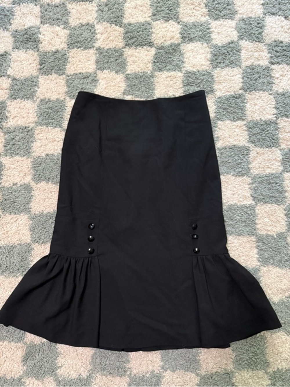 Milly New York Black 100% Silk flare hem lined skirt academia preppy mermaid 4